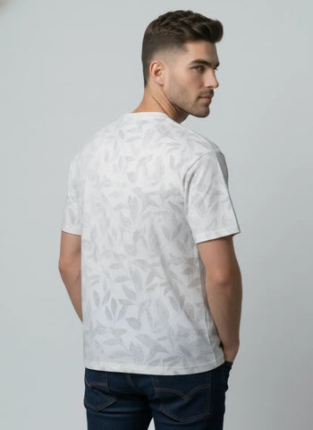 WHITE ROUND NECK PRINT T-SHIRT Tim Paris