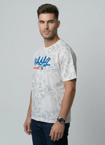 WHITE ROUND NECK PRINT T-SHIRT Tim Paris