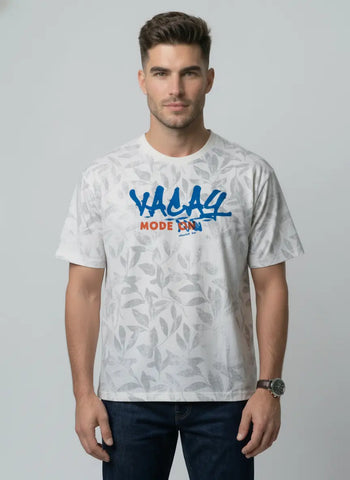 WHITE ROUND NECK PRINT T-SHIRT Tim Paris